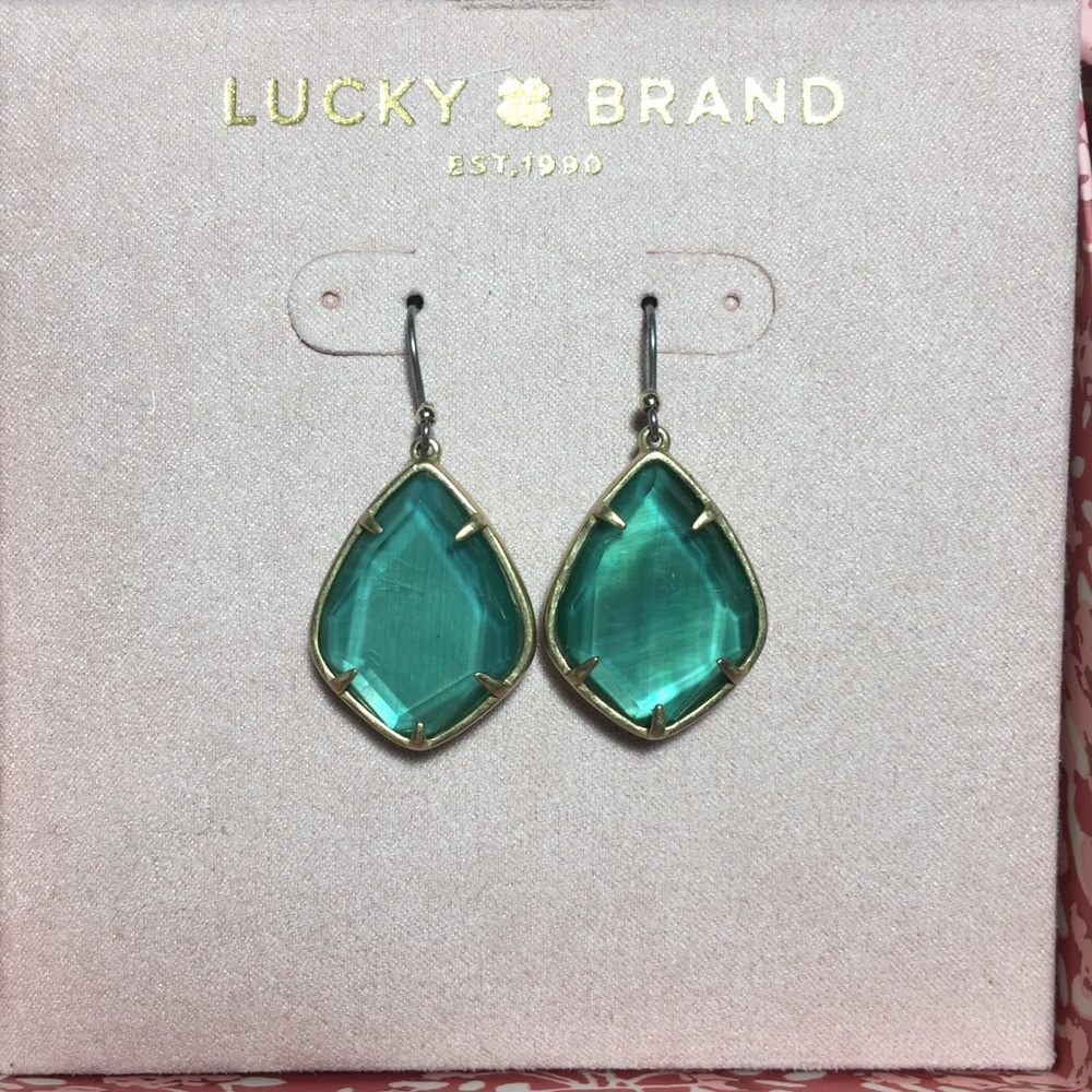 Lucky Brand green & gold earrings new w/ box - Picture 3 of 13